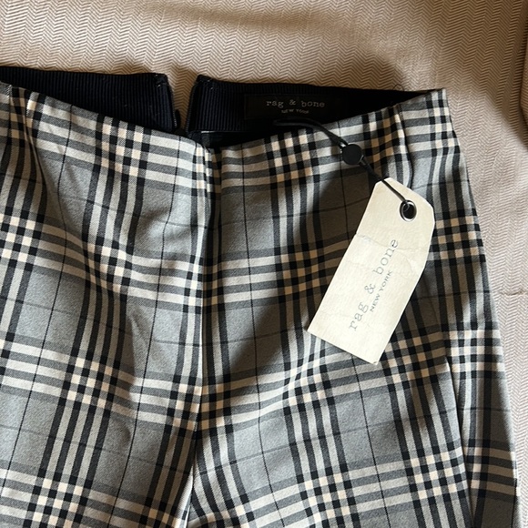 NEW Rag & Bone Woman Simone Cropped Checked Woven Skinny Pants Gray Size 4 - Picture 6 of 11